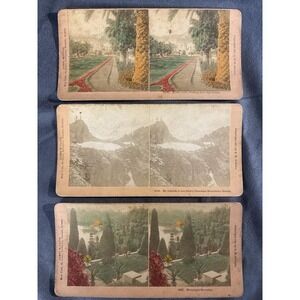 Antique 1897 Kilburn Stereoviews Monte Carlo Russia Garden Scenic Views Lot Of 3